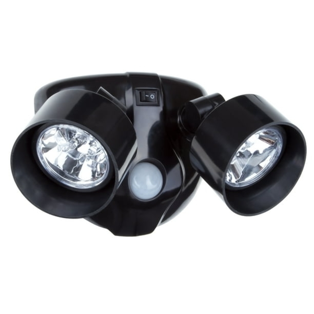 Dual Head Black Motion Sensor Security Battery Powered Light